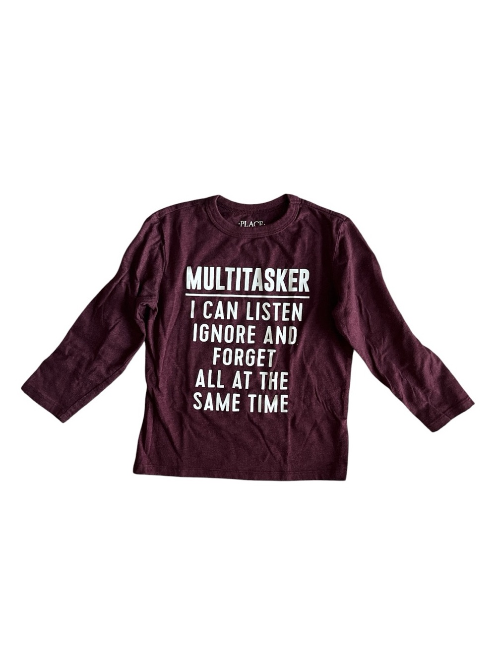 The Children's Place Burgundy Long Sleeve Tee with White Graphic Size 4